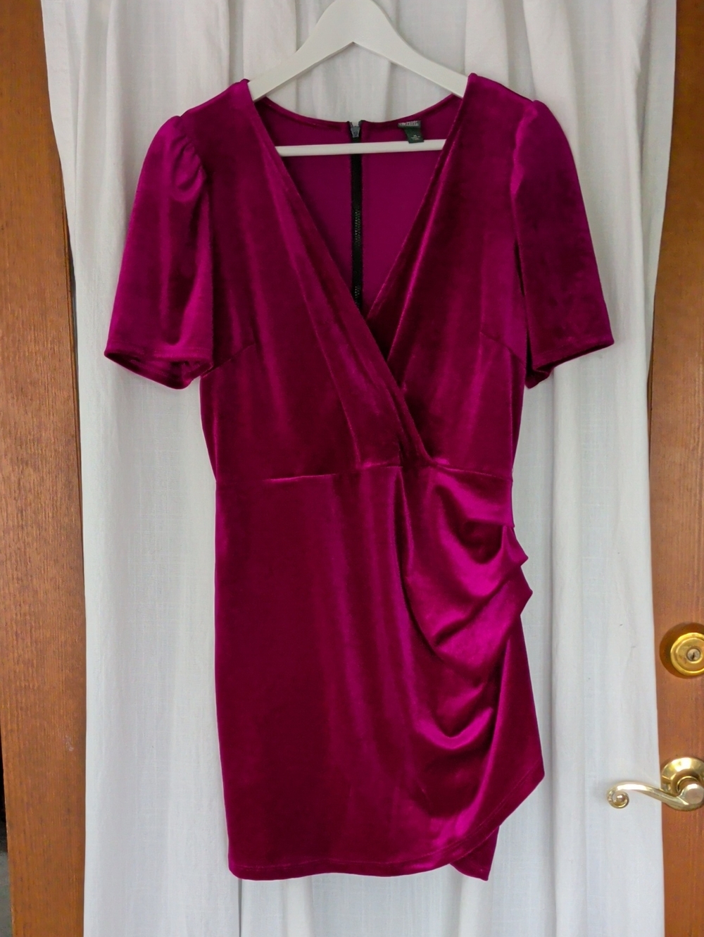 wild fable Magenta Velvet Wrap Mini Dress